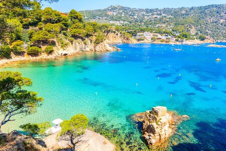 Idyllic beach Aiguablava of near Fornells village, Costa Brava, Spainの写真素材