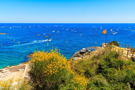 View of beautiful coast in fishing village Calella de Palafrugell, Costa Brava, Catalonia, Spain