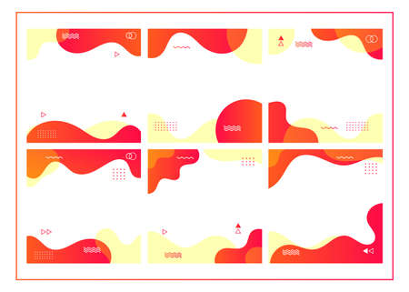 Modern set of social media post and feed templates, modern design, the vector is gradian red.のイラスト素材