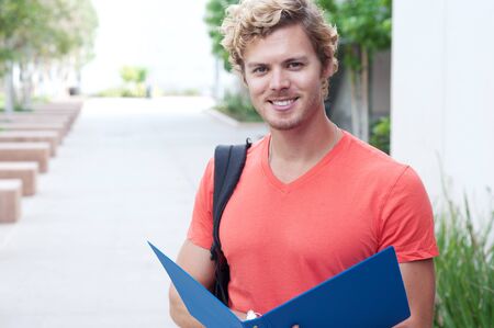 portrait of a college student on campusの写真素材