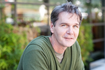 casual portrait of a mature, happy man の写真素材