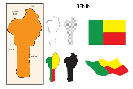 benin map and flagの写真素材