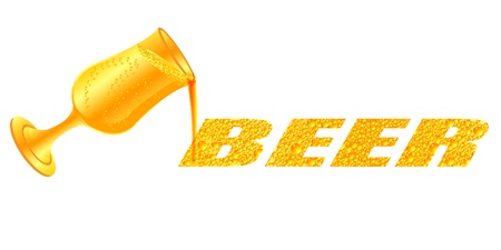 Beer pouring from glass into beer textのイラスト素材