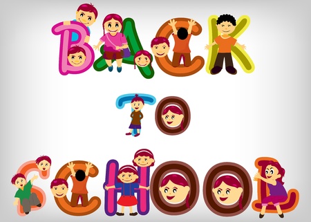 kids posing for back to school theme over white backgroundのイラスト素材