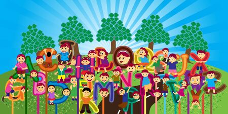 Vector illustration of alphabet and peopleのイラスト素材