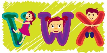 Children and vwx with Clipping Pathのイラスト素材