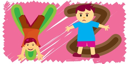 Children and yz with Clipping Pathのイラスト素材