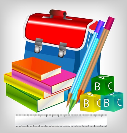 Blank blackboard with school accessories with copy space for your text.のイラスト素材