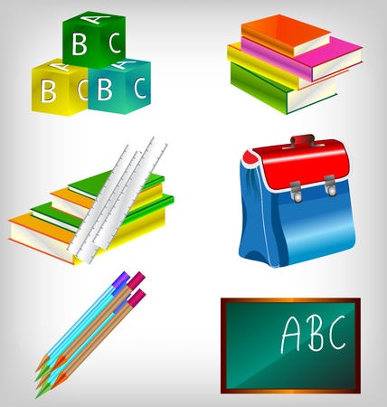 Blank blackboard with school accessories with copy space for your text.のイラスト素材