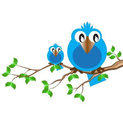 The blue birdie on a branch speaksのイラスト素材