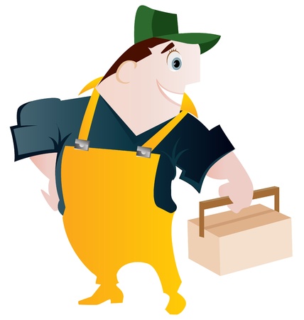 cartoon builder, rendering of services on the repair and constructionのイラスト素材