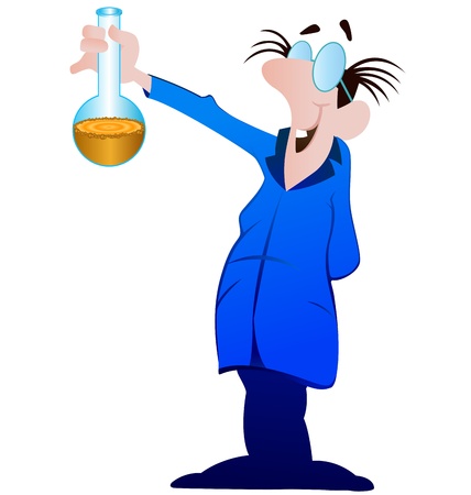 Cartoon scientist on a white backgroundのイラスト素材