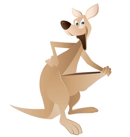 illustration of cartoon kangaroo with blank pocketのイラスト素材
