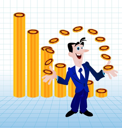 illustration of one business man and moneyのイラスト素材