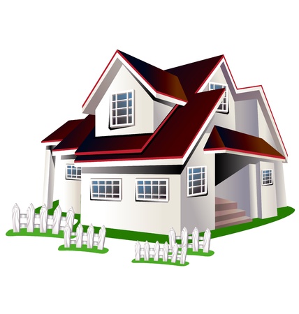 cartoon illustration colorful house on a white backgroundのイラスト素材