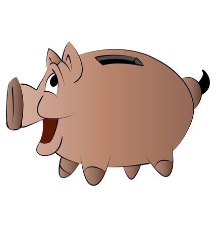 cartoon illustration piggy bank on a white backgroundのイラスト素材