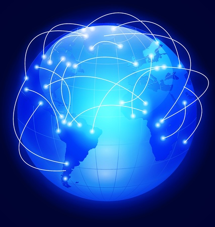 Modern earth in a web of satellitesのイラスト素材