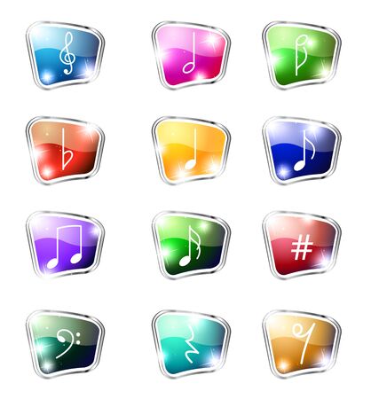 12 lighting music icons on a white backgroundのイラスト素材