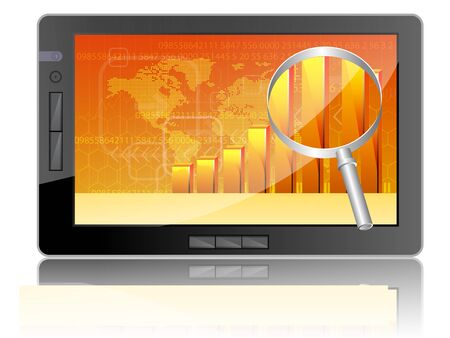 Vector illustration of classy tablet PC with business conceptのイラスト素材