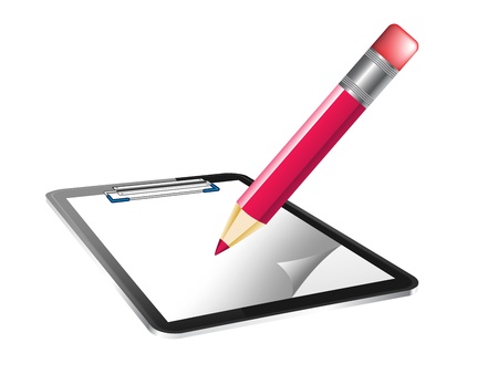 illustration of notepad and clipboard on white backgroundのイラスト素材