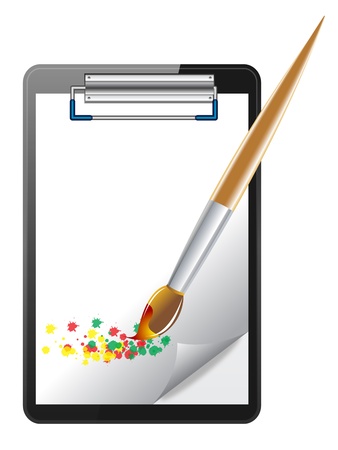 clipboard and paintbrushのイラスト素材