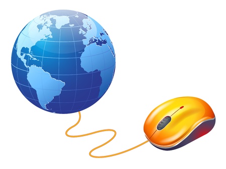 Internet World Wide Web Concept, Earth globe with computer mouseのイラスト素材
