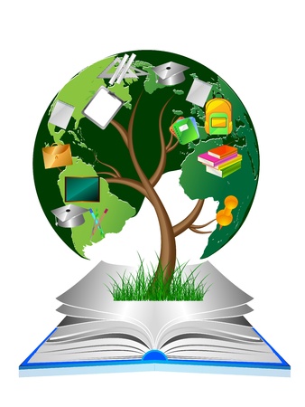 illustration of education tree in the bookのイラスト素材