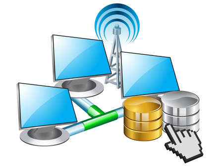 Image of computer network. White background.のイラスト素材