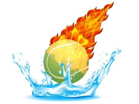 Tennis Ball on Fire and Waterのイラスト素材