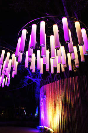 Ubon Ratchathani, Thailand - July 28, 2012 - The beauty of the lights at night in Ubon Wax Festival 2012のeditorial素材