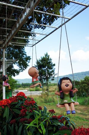 Ceramic dolls in the garden 2の写真素材