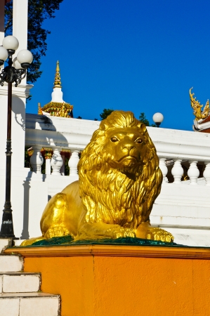 Golden lion statueの写真素材