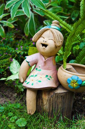 Ceramic dolls in the garden 2の写真素材