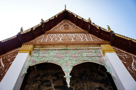 Roof and sky in the templeの写真素材
