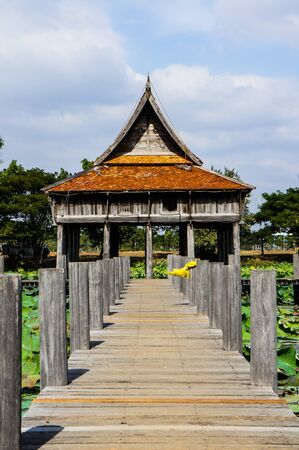Thailand traditional architecture above the waterの写真素材