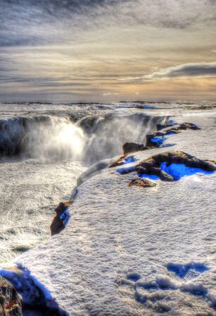 Godafoss Waterfall before sunsetの写真素材