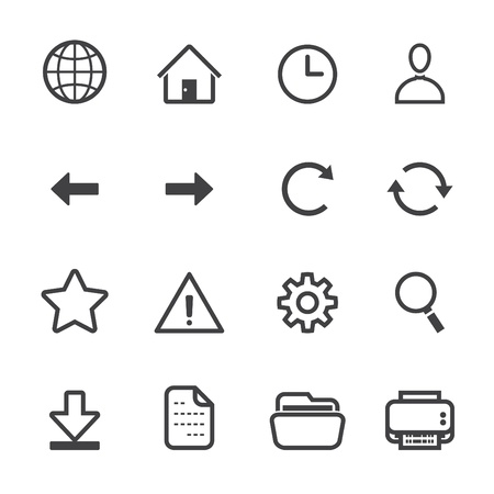 Website and Toolbar Icons with White Backgroundのイラスト素材