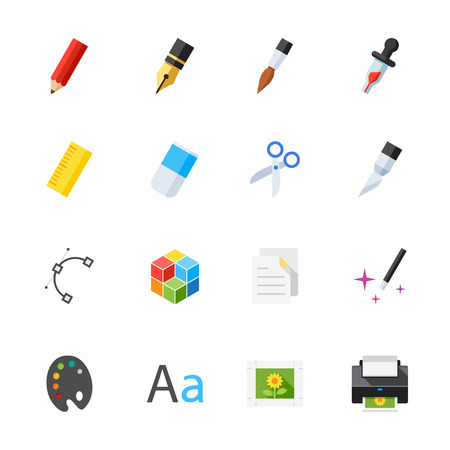 Graphic Design Icons : Flat Icon Set for Web and Mobile Applicationのイラスト素材