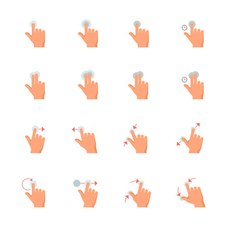 Touch Gestures Icons : Flat Icon Set for Web and Mobile Applicationのイラスト素材