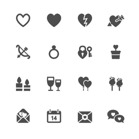 Valentines Day Icons with White Backgroundのイラスト素材
