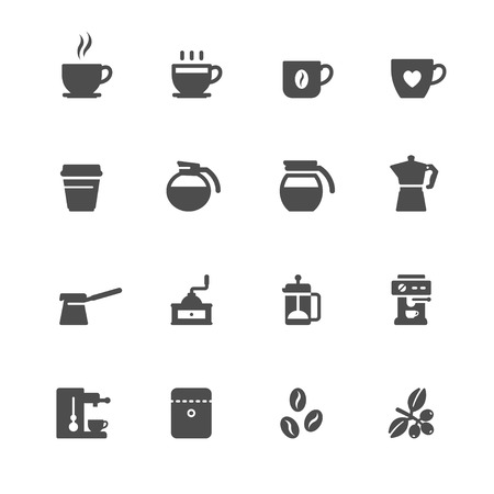 Coffee Icons with White Backgroundのイラスト素材