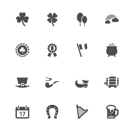 Saint Patricks Day Icons with White Backgroundのイラスト素材