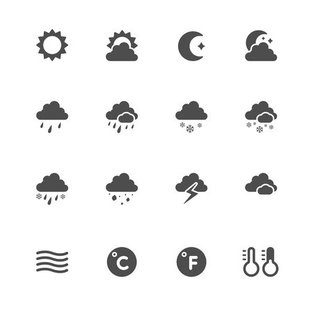 Weather Icons with White Backgroundのイラスト素材