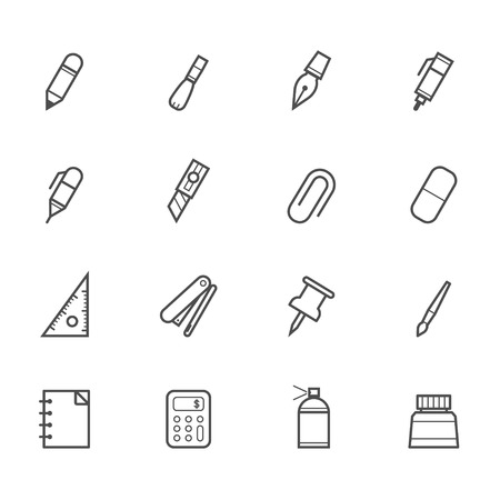 Stationery and Painting tools iconsのイラスト素材
