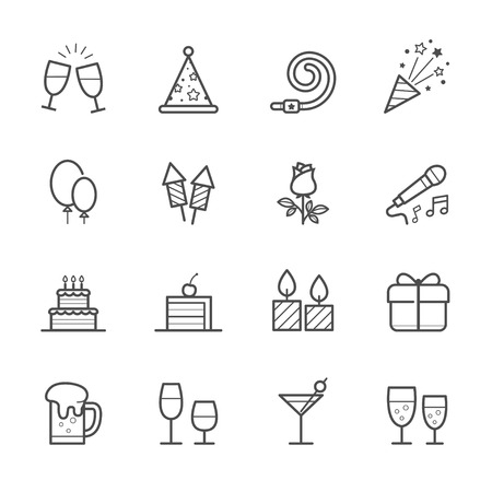 Party Icons and Celebration Iconsのイラスト素材