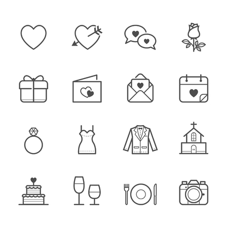 Wedding and Love Iconsのイラスト素材