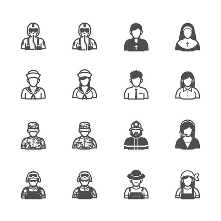 People and Occupation Icons with White Backgroundのイラスト素材