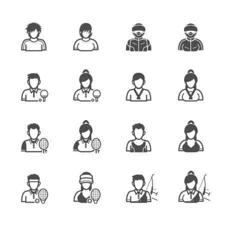 People and Sport Player Icons with White Backgroundのイラスト素材