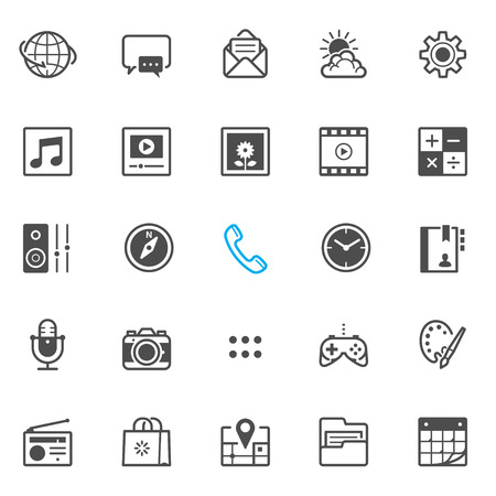 Mobile Phone application icons with White Backgroundのイラスト素材