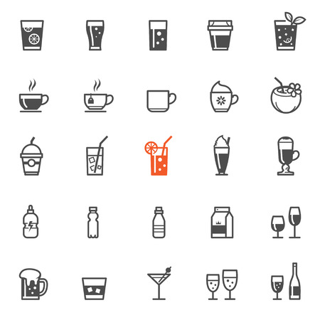 Drinks and Beverages icons with White Backgroundのイラスト素材